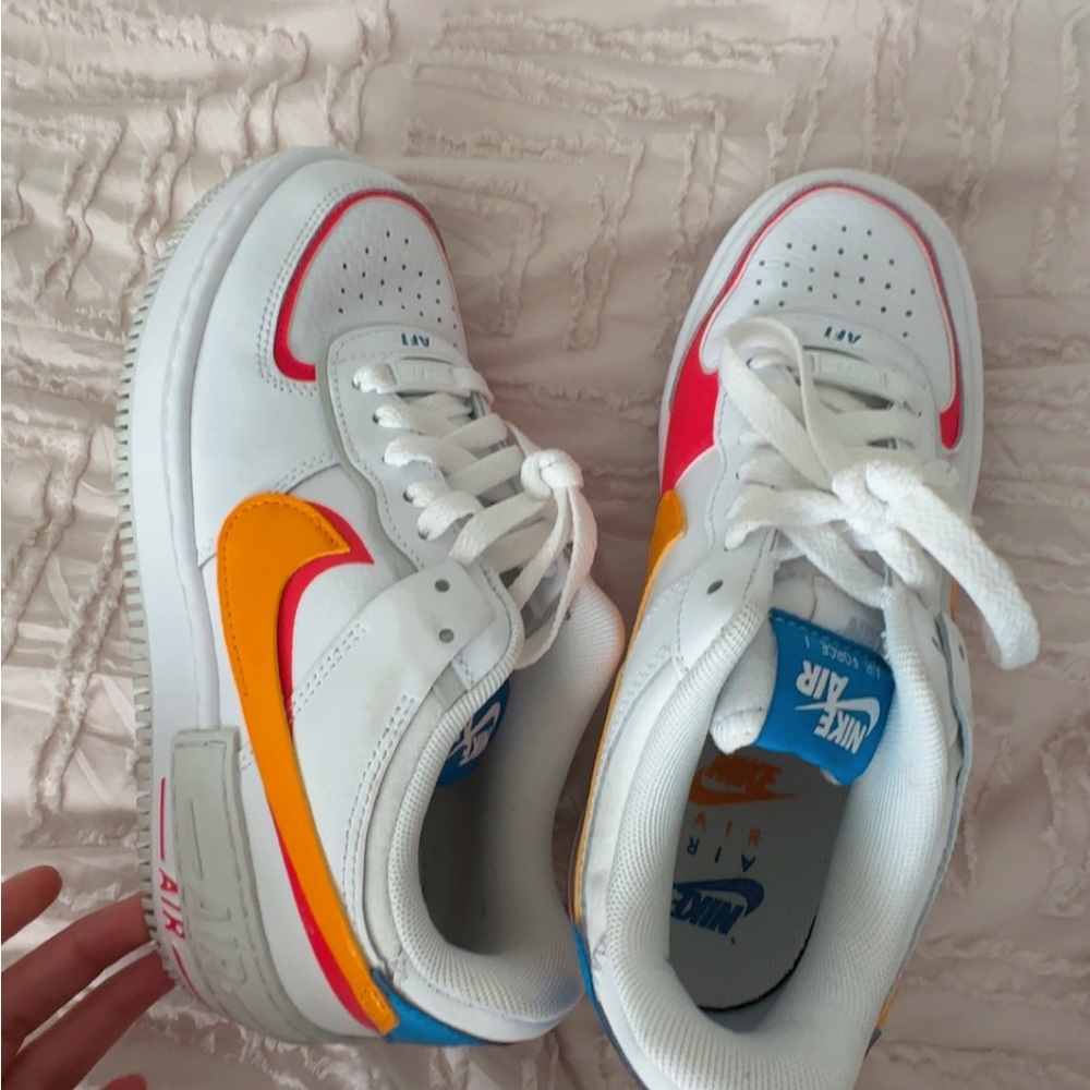 Nike Air Force 1 White with Orange and Pink Accents